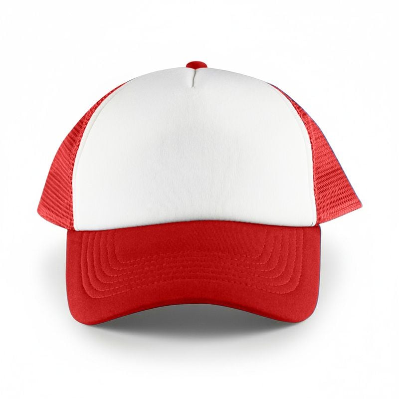 White Front 5 Panel Trucker Mesh Cap